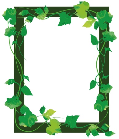  frame made of green leavesのイラスト素材