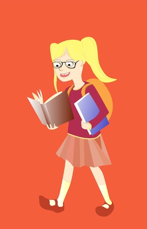 smart girl with booksのイラスト素材