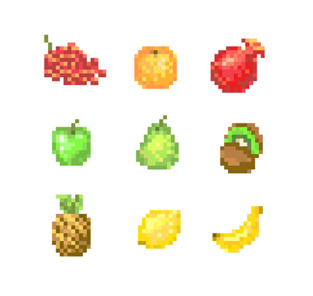 8 Bit Pixel Fruitsのイラスト素材