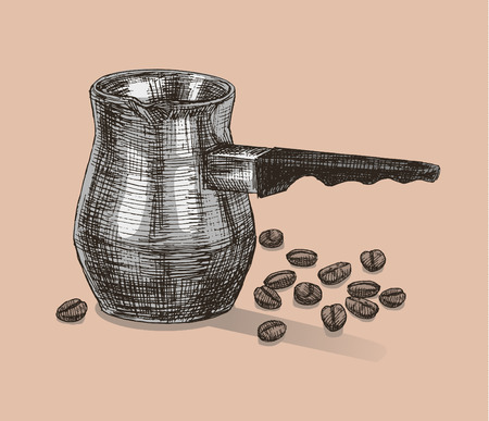 drawn turk for brewing coffeeのイラスト素材