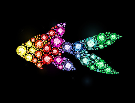 Fish made of colored gemsのイラスト素材