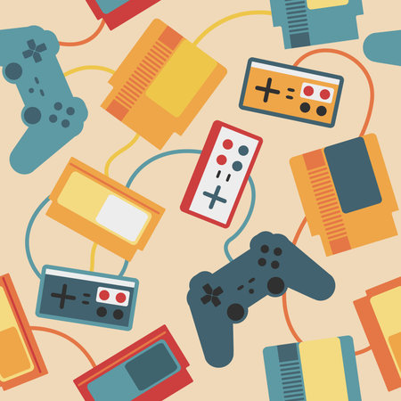 Seamless pattern with old video game controllers