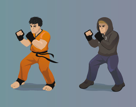 A vector cartoon illustration of a fighterのイラスト素材