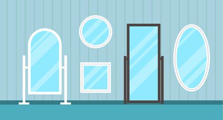 Flat Interior with various mirrorsのイラスト素材