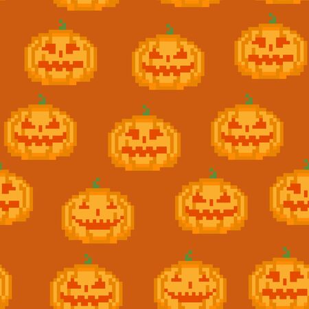Seamless Colorful Pumpkin Pixel Patternのイラスト素材