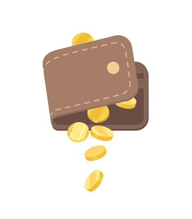 Vector Wallet and Falling Gold Coinsのイラスト素材