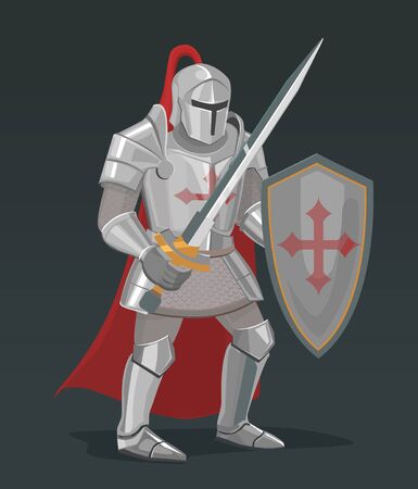 Vector knight with sword and shieldのイラスト素材