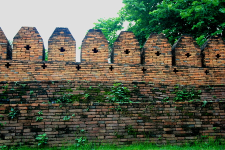 The restoration of the old city walls still form again.の写真素材