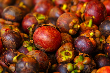 Mangosteen, fruit, fresh food in Thailand's market.の写真素材