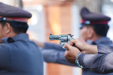 Police,Police gun,Police training weapons, Military and Security.の写真素材