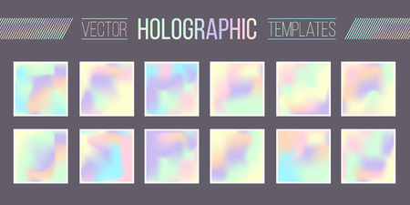 Set of vector holographic gradient templates. Empty blank templates for cover, presentation, brochure or background. Easy to modify and resize. Was made using full vector gradient mesh toolの写真素材