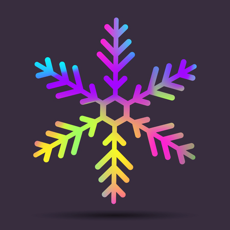 Vector rainbow snowflakes. Holographic foil elements for winter projects decoration in vivid colors. Christmas snowflake shape. Made using vector mesh snd clipping maskの写真素材
