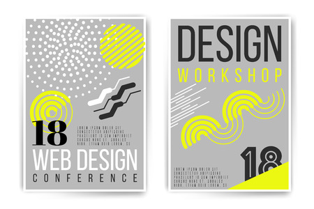 Design workshop, design conference placard. Vector neon fluid abstract poster template. Minimal modern presentation, brochure, cover. Trendy colors edition. Easy to modify and add text.の写真素材