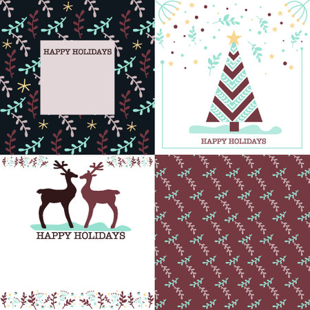 Set of Festive elements. Merry Christmas and Happy new year designs.のイラスト素材