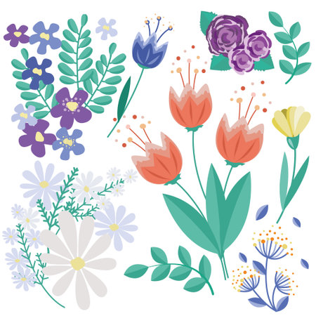 Summer, spring flowers, vector illustration. Floral template for gift cards and textile design.のイラスト素材