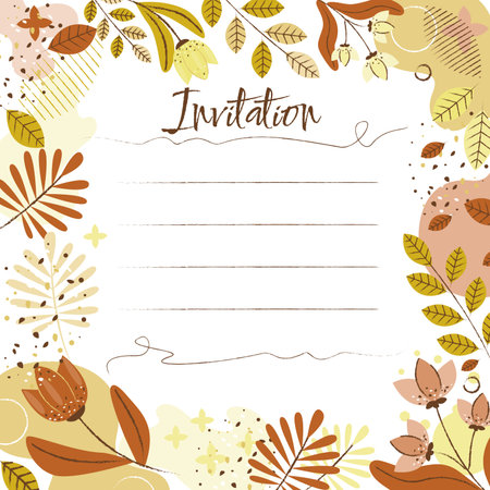 Template for wedding invitation card. Beautiful spring and summer flowers, vector illustration. Floral elements for invitation cards, wedding, and web banners. isolated on white.のイラスト素材