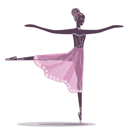 Beautiful ballerina in a pink dress. vector illustration.のイラスト素材
