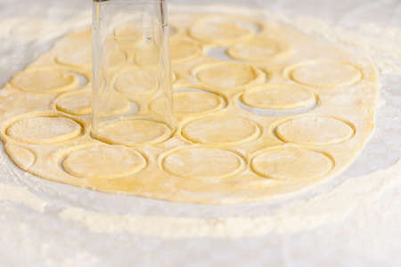 the process of preparing dough for dumplingsの写真素材