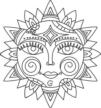 warm summer sun coloring pageのイラスト素材