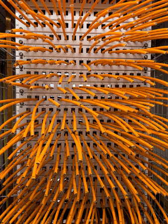 close up of network cables in data center server room. High quality photoの写真素材