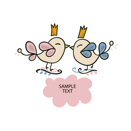 Vector illustration with cute loving birds. Card to the Valentine's Day celebrations.のイラスト素材