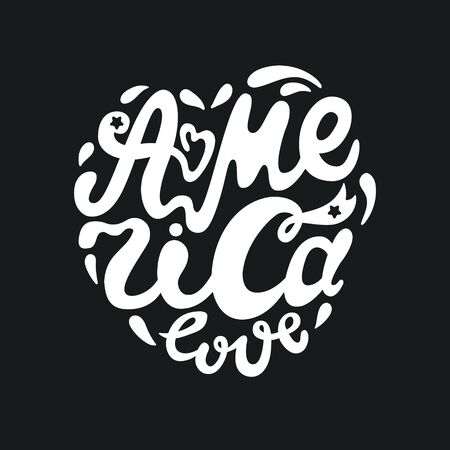 Vector illustration of America love. USA Typography design, print for American holidays for T-shirt, poster, banner.のイラスト素材