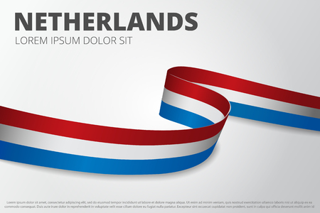 Flag of Netherlands background. Dutch ribbon. Card layout design. Vector illustration.のイラスト素材