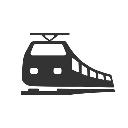 Black modern train isolated on white background. Design elements for label, sign. Vector illustration.のイラスト素材