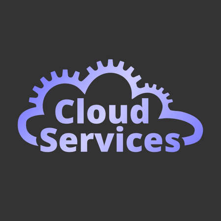 Cloud services icon. SaaS, PaaS, IaaS. Technology, packaged software, decentralized application, cloud computing. Gears in the cloud line. Vector illustration.のイラスト素材