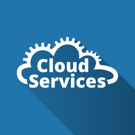 Cloud services icon. SaaS, PaaS, IaaS. Technology, packaged software, decentralized application, cloud computing. Gears in the cloud line. Vector illustration.のイラスト素材
