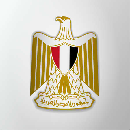 Emblem of Egypt. 23rd of july. Vector illustration. Eagle of Saladin. Blazon, coat of arms. National symbol. Graphic design template.のイラスト素材