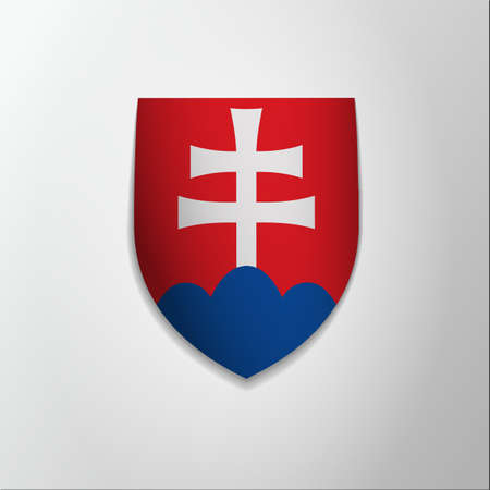Emblem of Slovakia. 17th of July. Vector illustration. White patriarchal cross on red shield. Blazon, coat of arms. National symbol. Graphic design template.のイラスト素材