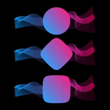 Abstract wave of the many colored lines with place for text. Wavy stripes isolated on dark background. Vector illustration EPS10. Creative line art. Design elements created using the Blend Tool.のイラスト素材