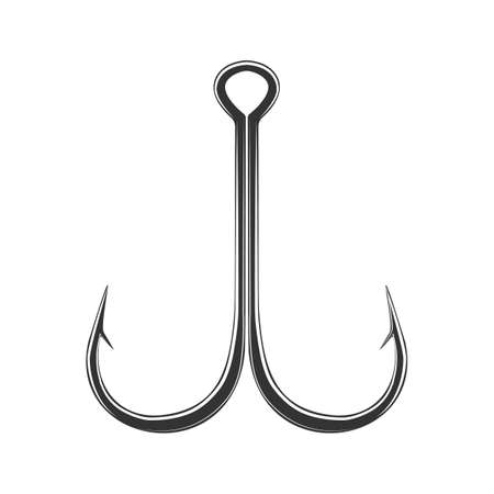 Black fishing hook icon flat isolated on white background. Vector Illustrationのイラスト素材
