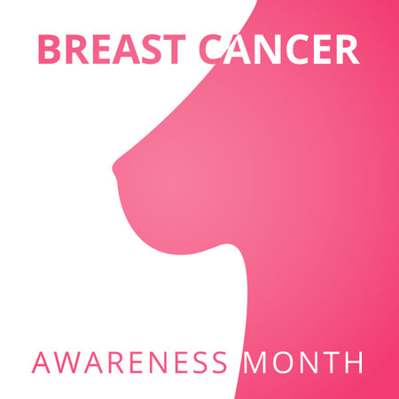 October Breast Cancer Awareness month. International day against breast cancer. Woman s breast silhouette. Vector Illustration. Poster, ad, social media, coverのイラスト素材