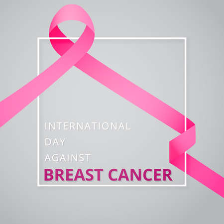 October Breast Cancer Awareness month. International day against breast cancer. Pink awareness ribbon. Vector Illustration. Poster, ad, social media, cover.のイラスト素材