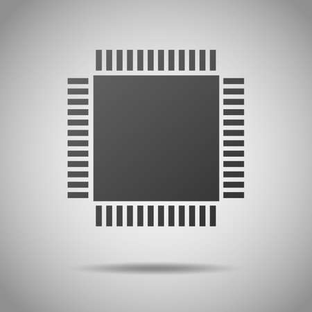 Integrated circuit icon isolated on gray background. Lack, deficit of chips. Semiconductor manufacturing.のイラスト素材