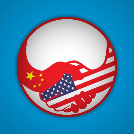 handshake logo. Flags of USA and China. economic cooperation. Partnership, friendship. vector illustration. EPS10のイラスト素材