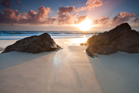 australian seascape at sunrise (miami beach,queensland,australia)