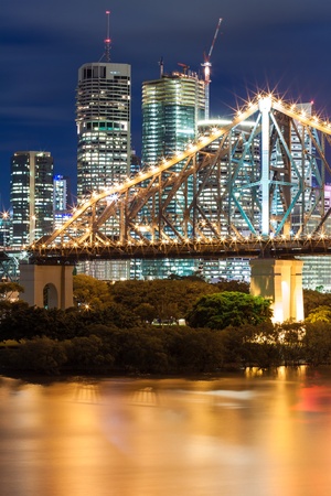 story bridge at night (brisbane, qld, australia)の写真素材