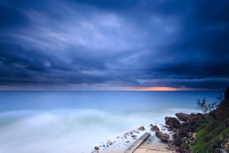 Australian beach at sunrise (Gold Coast, Miami Beach, QLD, Australia)