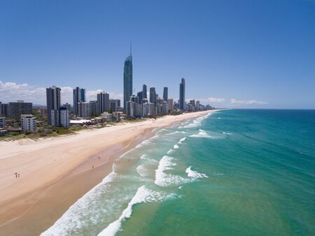 Aerial view of Australian city in Surfers Paradise,Gold Coast,Queensland,Australiaの写真素材