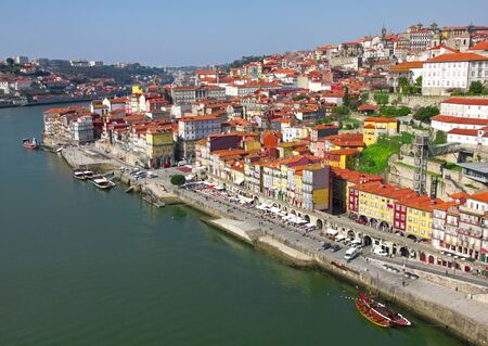 Portugal. Porto city. View of Douro river embankment in the morningのeditorial素材