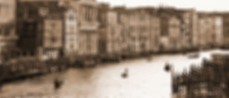 VENICE, ITALY. The famous Grand Canal from Rialto bridge at sunset.  In Sepia toned. Retro style. In blur styleのeditorial素材