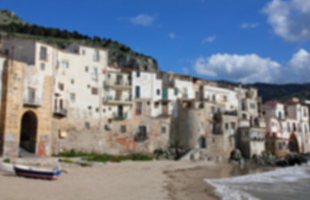 Italy. Sicily island . Province of Palermo. View of Cefalu in spring. In blur styleの写真素材