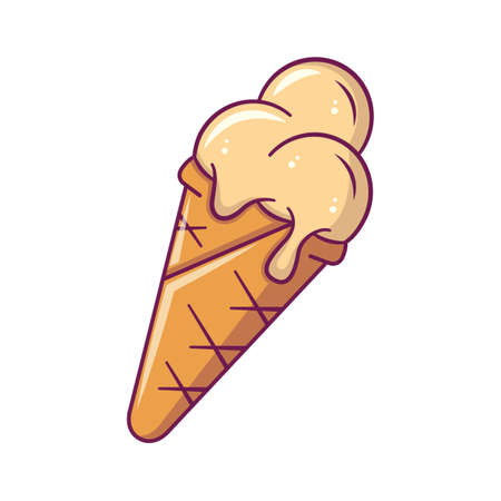 Vanilla ice cream. Vector illustration in flat cartoon style.のイラスト素材