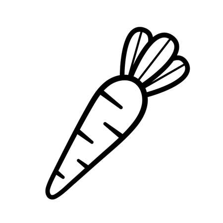 carrot. Hand drawn icon in sketch doodle style. Isolated vector illustration.のイラスト素材