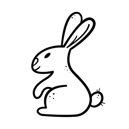 Hand drawn cute rabbit icon. Doodle line style. Isolated vector illustration.のイラスト素材