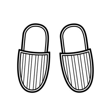 Hand drawn icon of home slippers. Sketch doodle style. Isolated vector illustration.のイラスト素材