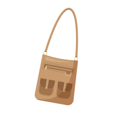 Fashionable women's beige handbag. Stylish women's accessory. Vector illustration in flat cartoon style.のイラスト素材